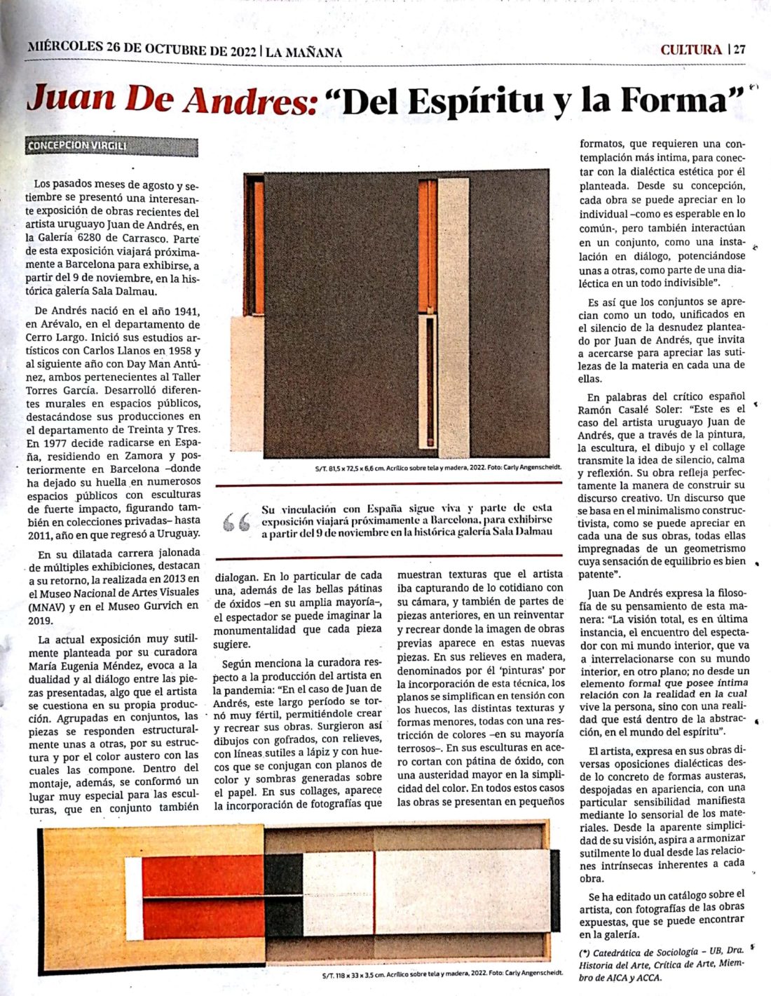 Juan de Andrés en Barcelona Exposiciones de arte en Barcelona